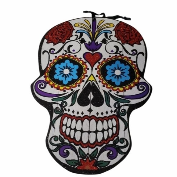 Halloween Decor Sugar Skull Sign - Picture 3 of 9